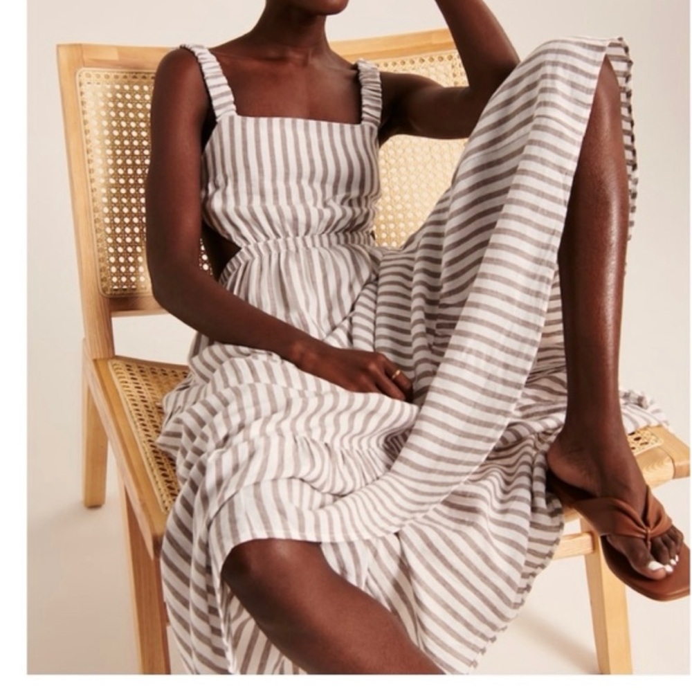 Striped Gray and White Women's Dress